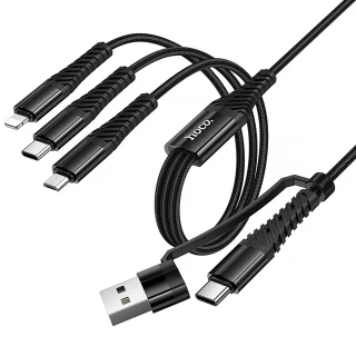 Дата кабель Hoco X123 Victory 3in1 Type-C to Lightning/Type-C/MicroUSB 3A (1m) фото 1 з 6