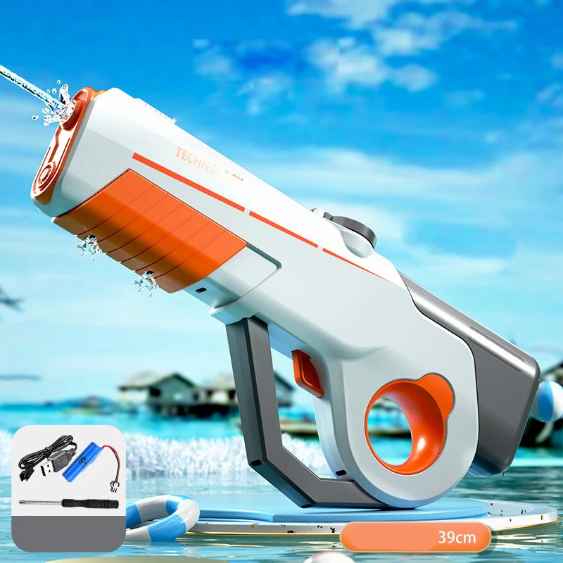 Водяний акумуляторний автомат Water Gun 8002C (600ml) with lithium battery – White / Orange. Фото 5 з 5