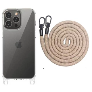 Прозорий силіконовий чохол з ремінцем на Apple iPhone 12 Pro Max (6.7") — Clay