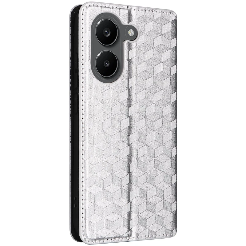 Кожаный чехол-книжка Rhombus Book для Xiaomi POCO X8 Pro – silver. Фото 2 из 7