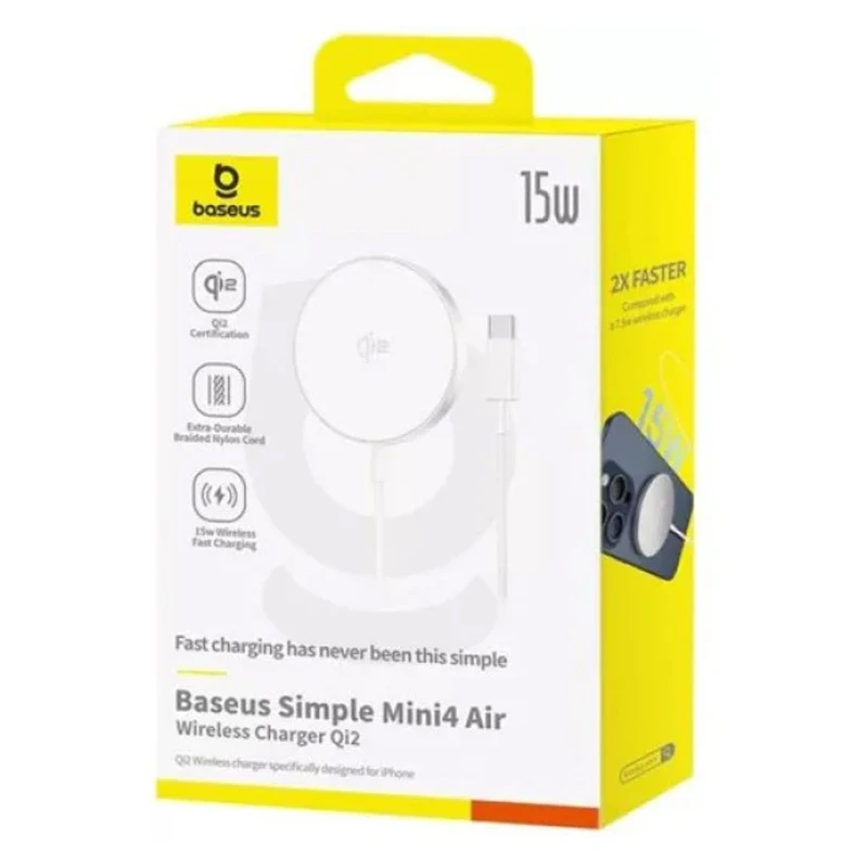 БЗП Baseus Simple Mini4 Air Magnetic Qi2 15W (P102782) – Frost Silver. Фото 2 з 3
