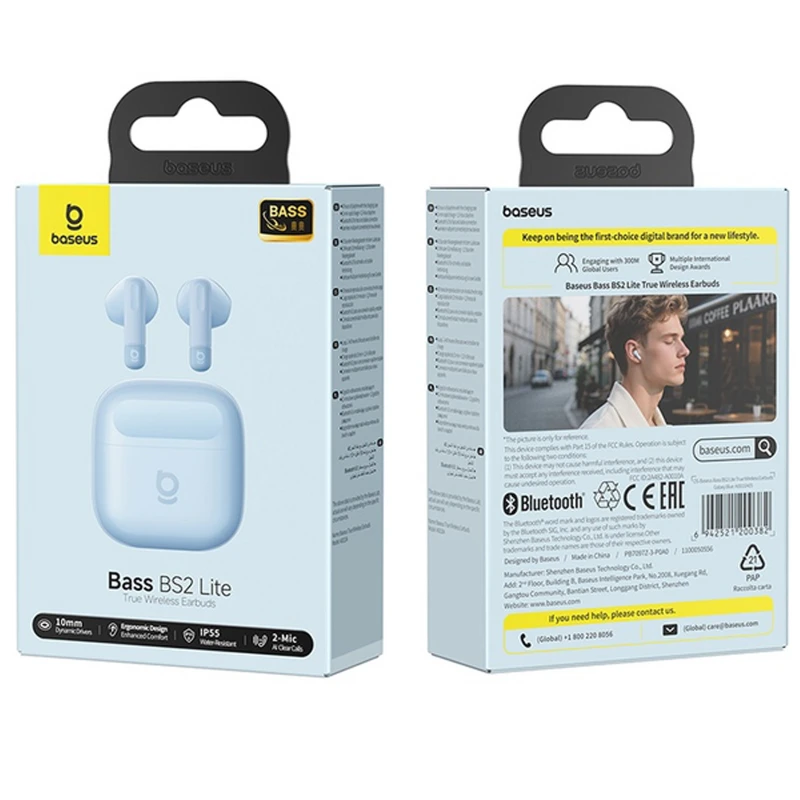 Бездротові TWS навушники Baseus Bass BS2 Lite (A0010A) – Galaxy Blue. Фото 5 з 5