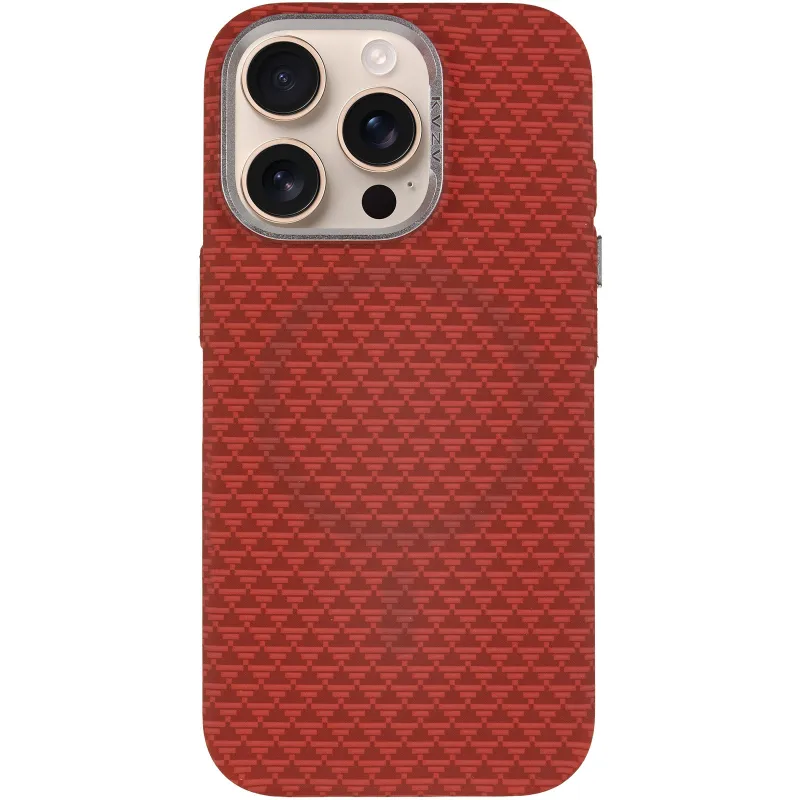 Чехол TPU+PC KVZV Triangular Pattern with Magnetic Fit для Apple iPhone 15 Pro Max (6.7") – Red. Фото 3 из 6