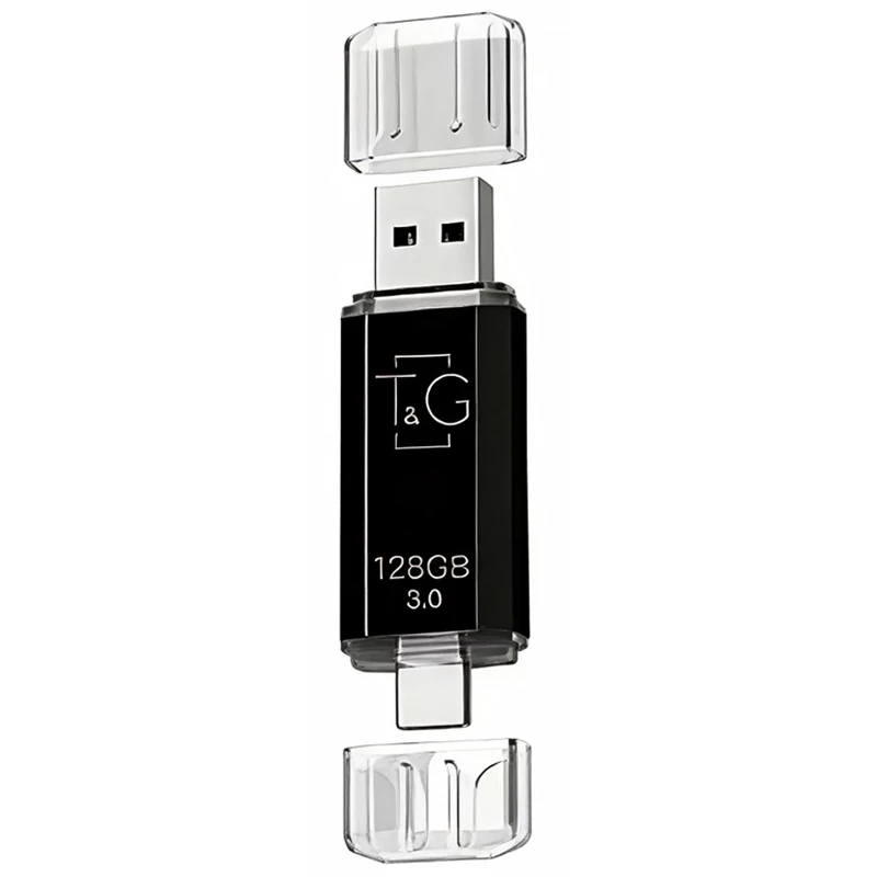 Флеш-накопитель T&G 009 Star Series 2in1 USB 3.0 (USB-A/C) — 128GB – Черный. Фото 1 из 3