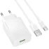 МЗП Borofone BAS72A Source QC3.0 (1USB-A) + кабель USB to Type-C – White. Фото 1 з 4