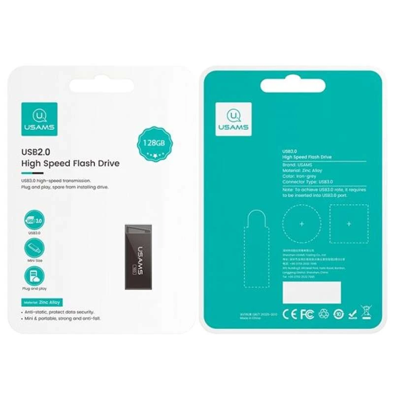 Флеш накопичувач USAMS US-ZB208 USB2.0 High Speed Flash Drive 128 Gb – Iron-grey. Фото 3 з 3