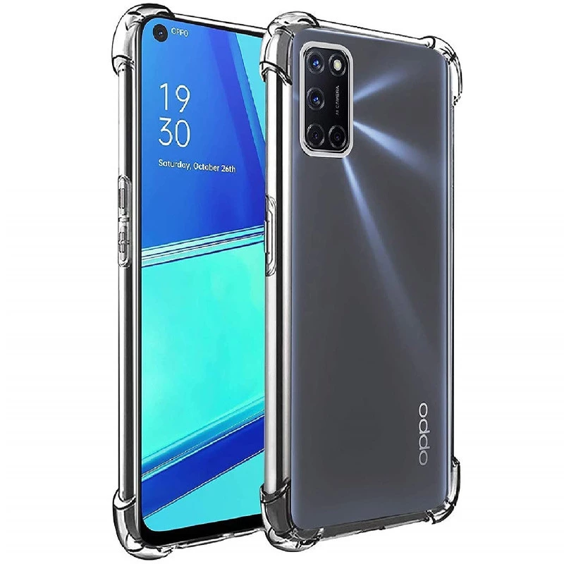 Ультратонкий силиконовый чехол GETMAN с крытыми бортами для Oppo A52 / A72 / A92 – Бесцветный (прозрачный). Фото 2 из 9