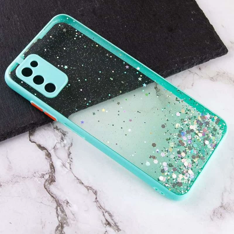 Чехол с блестками и защитой камеры для Samsung Galaxy A03s – Бирюзовый. Фото 2 из 3