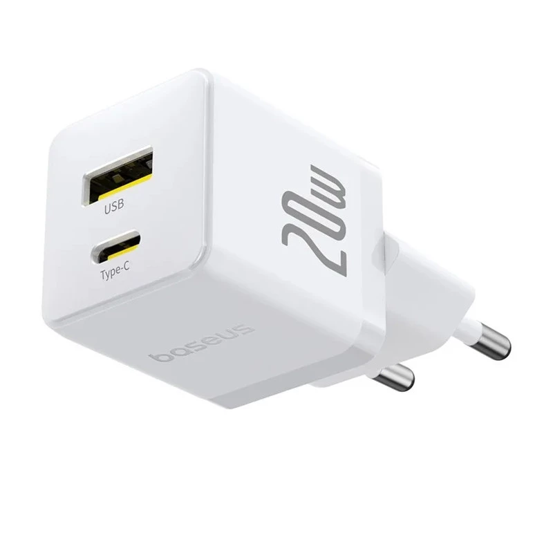 СЗУ Baseus Palm Fast Charger 20W (1USB-A/1C) + кабель Type-C to Type-C (P10111608) – Moon White. Фото 2 из 6