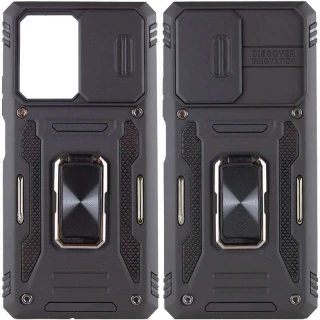 Ударопрочный чехол Square Ring c шторкой на камеру для Xiaomi 11T / 11T Pro — Черный / Black