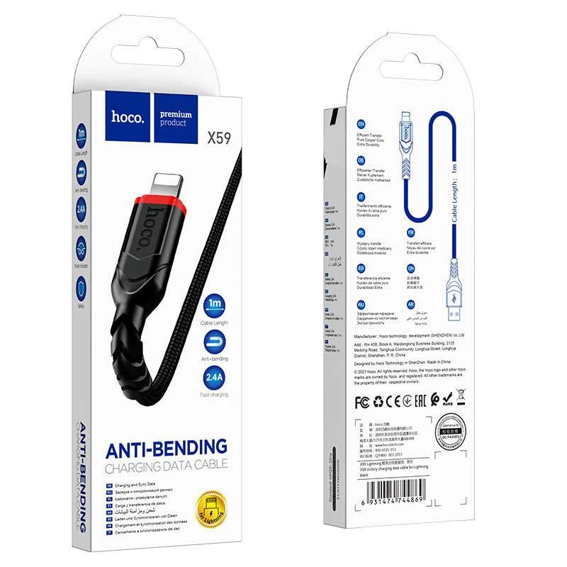 Дата кабель Hoco X59 Victory USB to Lightning (1m – Черный. Фото 5 из 5