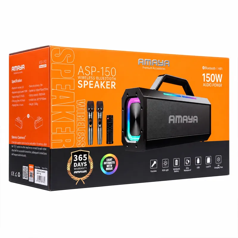 Bluetooth Колонка Amaya ASP-150 Two-person 150W + два мікрофона – Black. Фото 4 з 10