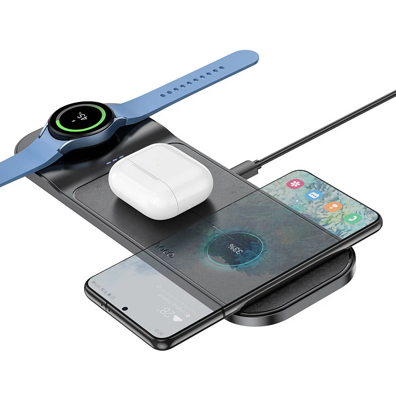 БЗУ Hoco CQ6 Power 3-in-1 wireless fast charger (for Samsung Watch) – Black. Фото 2 из 5