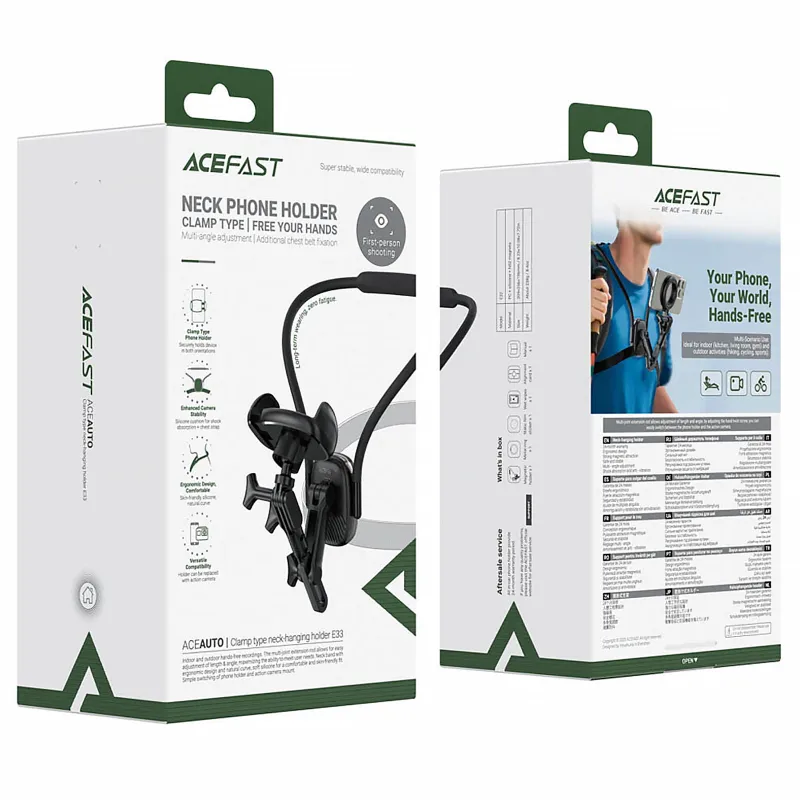 Магнітний тримач для телефону Acefast E33 neck-hanging – Black. Фото 10 з 10
