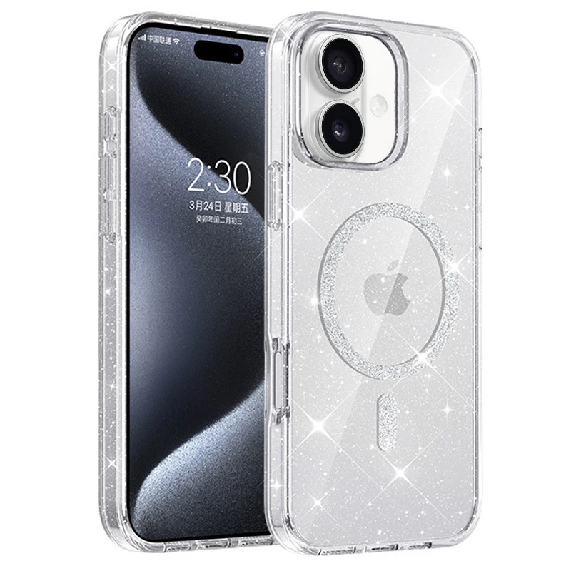 Чохол з блискітками та MagFit на Apple iPhone 16 – Clear. Фото 1 з 2