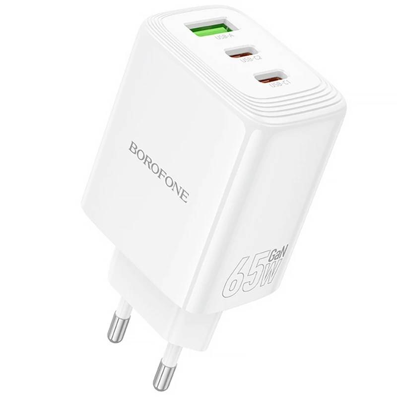МЗП Borofone BN32 Cargador PD65W (1USB-A/2C) – White. Фото 1 з 6