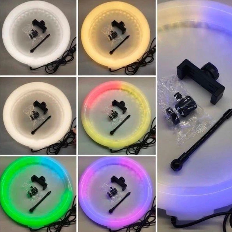 Кільцева LED лампа RGB 3D-36 120 диодов, 24 RGB, 36 см 14" – Чорний. Фото 3 з 6