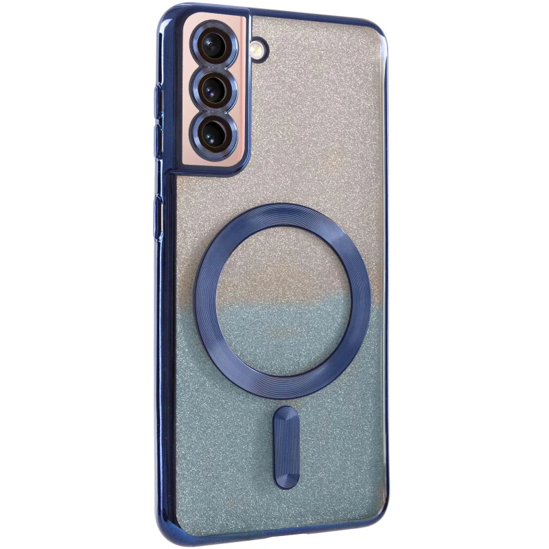 Чохол з блискітками, захисними лінзами на камеру та MagSafe на Samsung Galaxy S21 FE – Синій / Deep navy. Фото 2 з 11