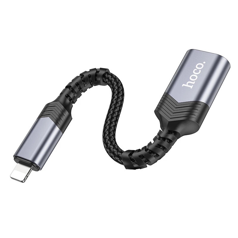 Перехідник Hoco UA24 Lightning male to USB female 2.0 – Metal gray. Фото 3 з 6