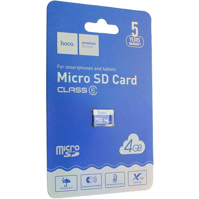 Карта памяти Hoco microSDHC 4GB TF high speed Card Class 10 – Синий. Фото 2 из 2
