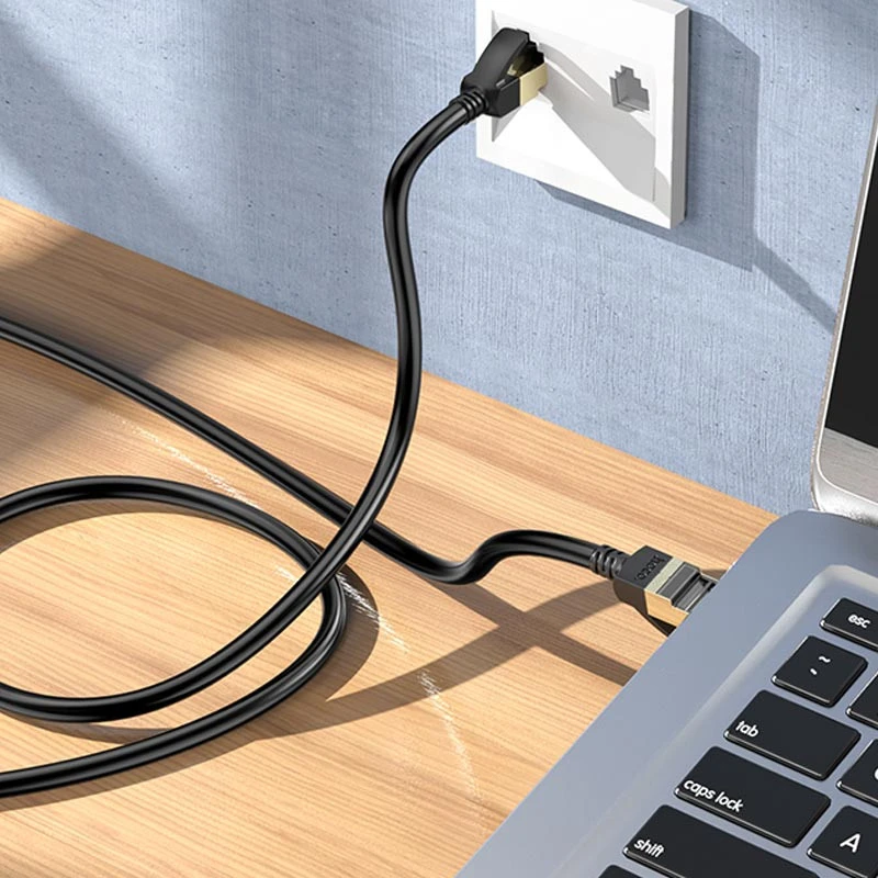 Дата кабель Hoco US02 Level pure copper gigabit ethernet (1m) – Black. Фото 7 з 8