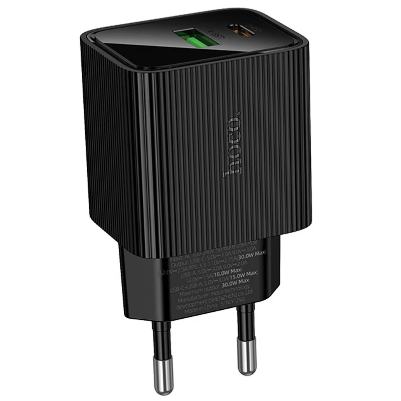 МЗП Hoco CS84A Excellent with digital display PD30W+QC3.0 (1USB-A/1C) – Black. Фото 6 з 6