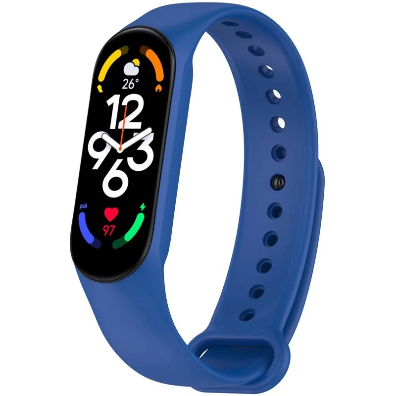 Силиконовый ремешок для Xiaomi Mi Band 7/6/5/4/3 – Синий / Blue. Фото 2 из 2