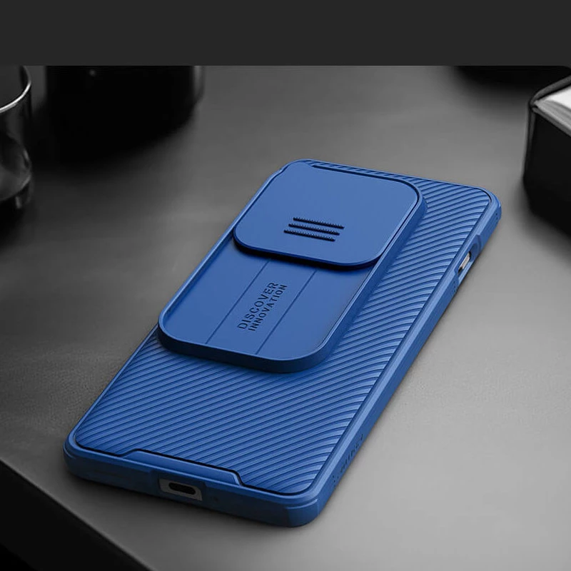Карбована накладка Nillkin Pro зі шторкою для камери на OnePlus 12 – Blue. Фото 7 з 8