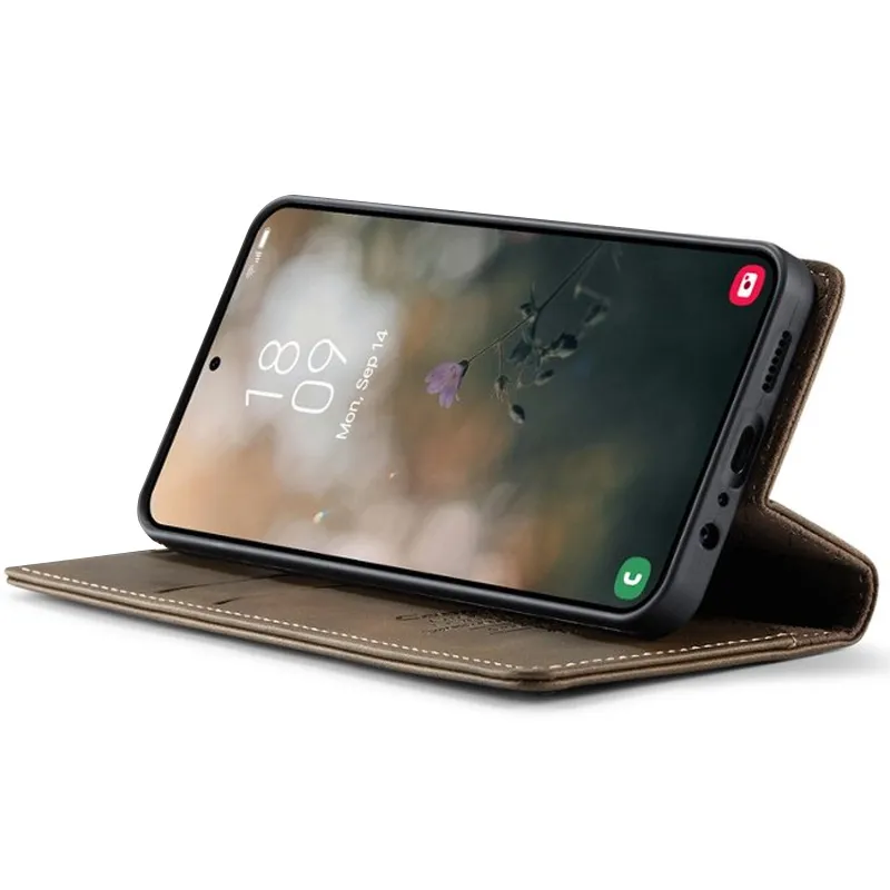 Шкіряний чохол-книжка CaseMe Nappa leather для Samsung Galaxy A06 – Brown. Фото 7 з 10