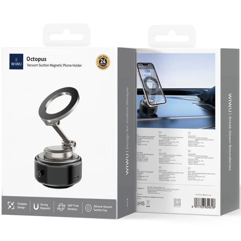 Автотримач WIWU Wi-CH-056 Octopus Vacuum Suction Magnetic – Tarnish. Фото 5 з 8