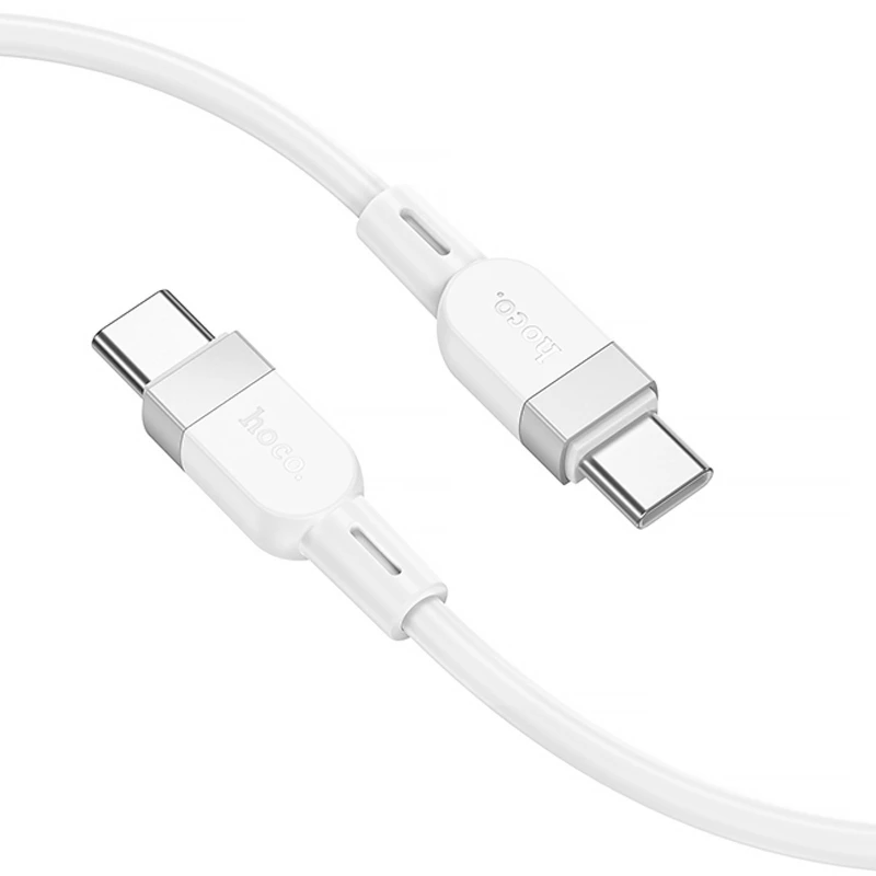 Дата кабель Hoco X109 Energy silicone Type-C to Type-C 60W (1m) – White. Фото 2 из 4