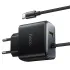 МЗП Hoco C164A New PD30W+QC3.0 (1USB-A/1C) + встроенный кабель Type-C – Black. Фото 4 з 6