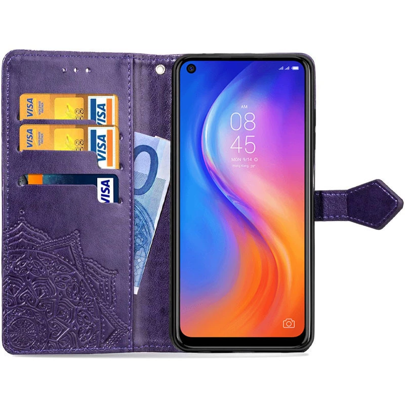 Шкіряний чохол-книжка Art Case з візитницею для TECNO Spark 7 – Фіолетовий. Фото 2 з 5