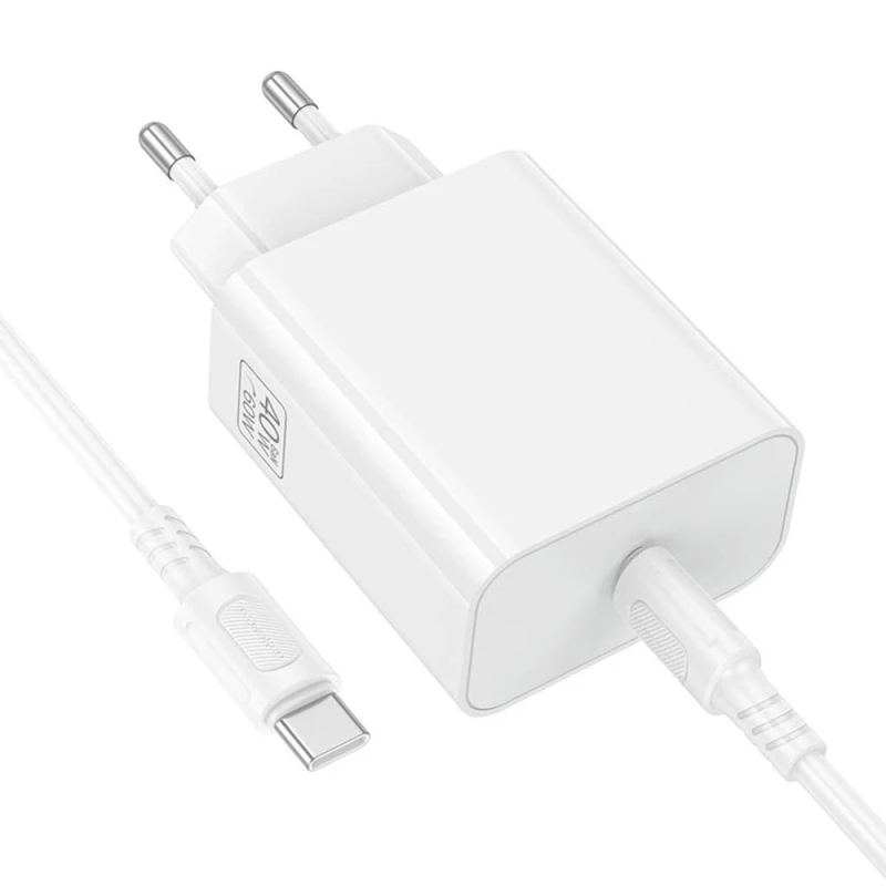 МЗП Borofone BA109A Star PD40W (1USB-C) + кабель Type-C to Type-C – White. Фото 5 з 7