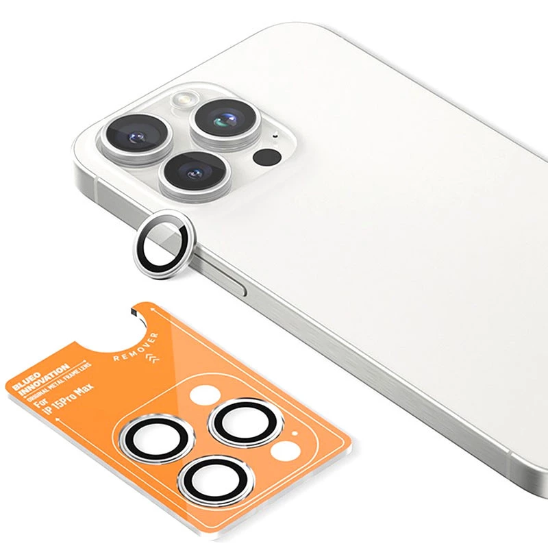 Защитное стекло BlueO Metal на Apple iPhone 15 Pro (6.1") – Серебряный / Silver. Фото 2 из 4