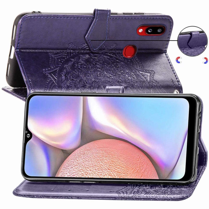 Кожаный чехол-книжка Art Case с визитницей для Samsung Galaxy A10s – Фиолетовый. Фото 5 из 5