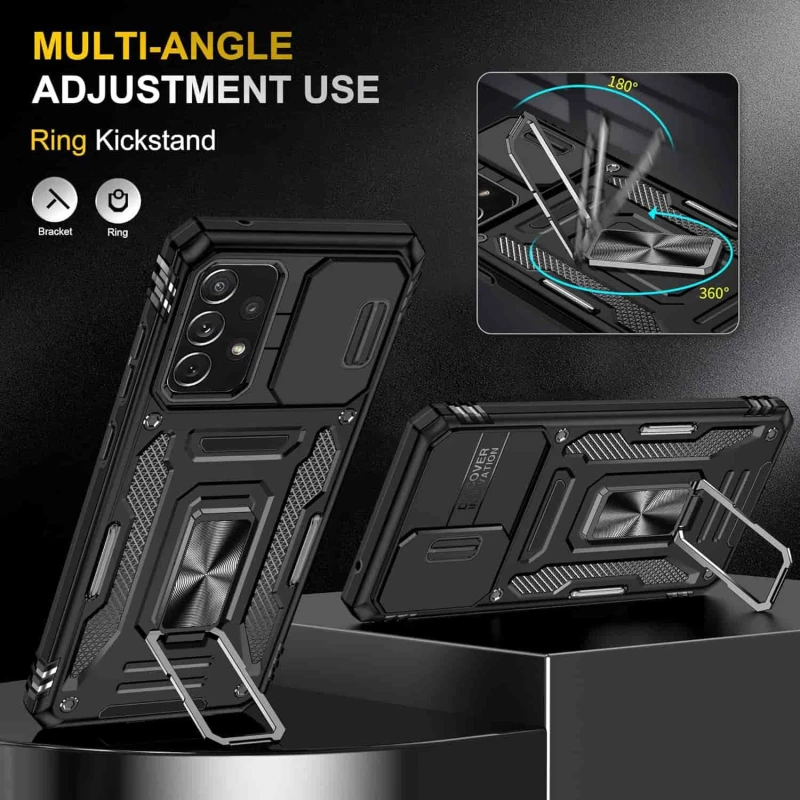 Ударостійкий чохол Square Ring зi шторкою на камеру на Samsung Galaxy A53 5G – Чорний / Black. Фото 4 з 9