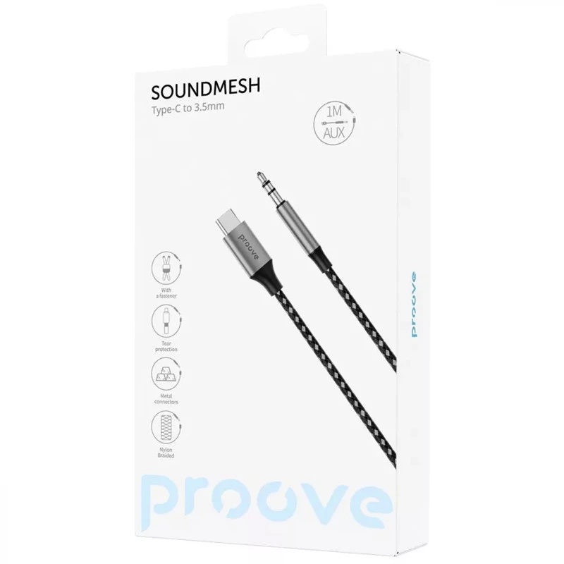 Аудио кабель Aux Proove SoundMesh Type-C to 3.5mm (1m) – Gray. Фото 3 из 3