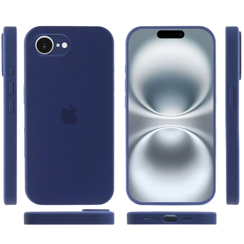Чохол Silicone Case з закритим низом на Apple iPhone 17e (6.1") – Синій / Deep navy. Фото 5 з 6