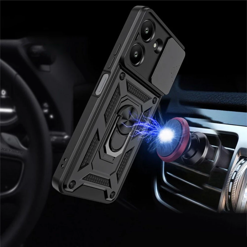 Протиударний чохол Serge Ring з захистом камери на Xiaomi Poco M7 pro 5G – Чорний. Фото 5 з 7