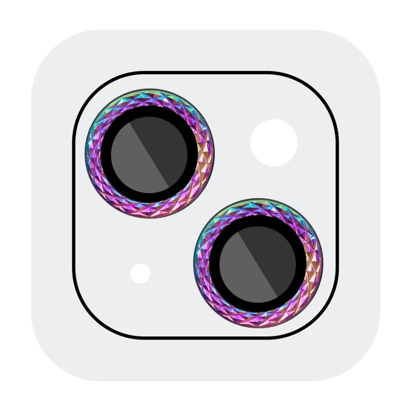 Защитное стекло Metal Shine на камеру для Apple iPhone 15 Plus (6.7") – Сиреневый / Rainbow. Фото 1 из 6