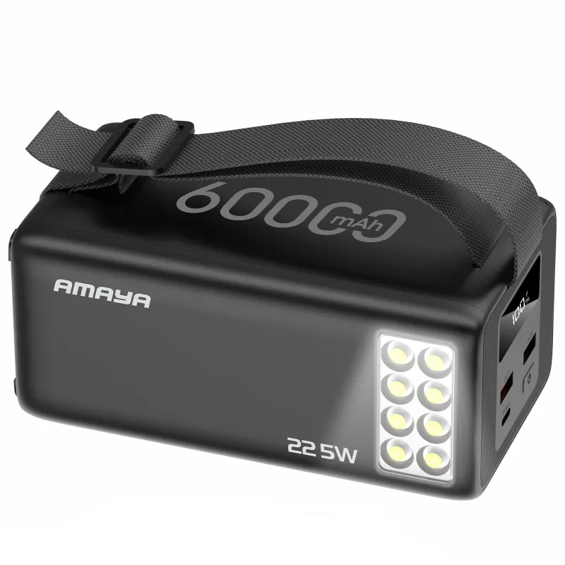 Портативное ЗУ Power Bank Amaya F600L PD22.5W flashlight 60000 mAh – Black. Фото 1 из 2