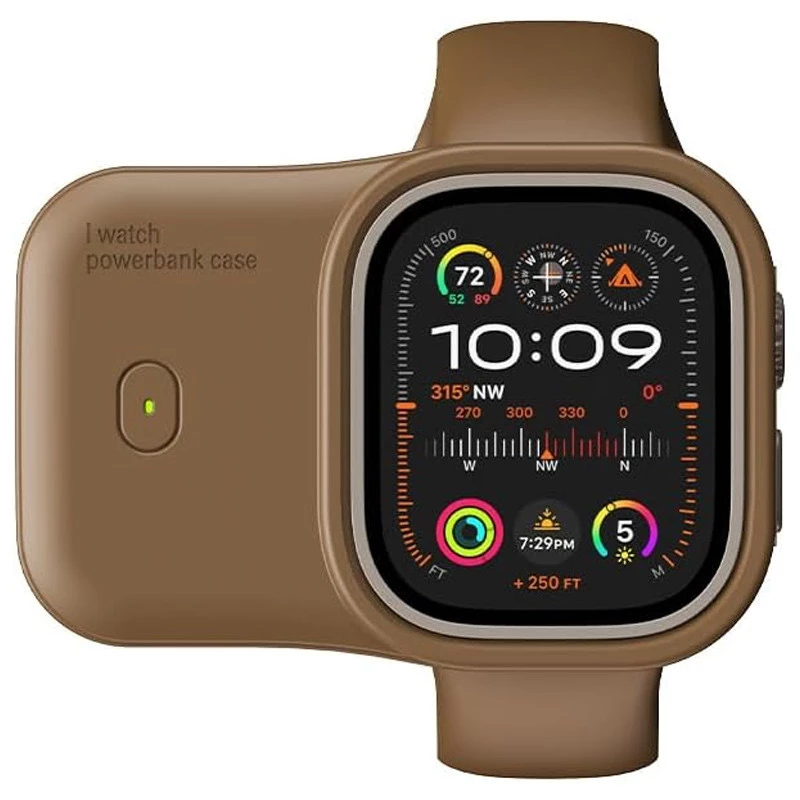 Портативний ЗП Charging Soft Case for Apple Watch 44/45mm 1200 mAh – Brown. Фото 1 з 1