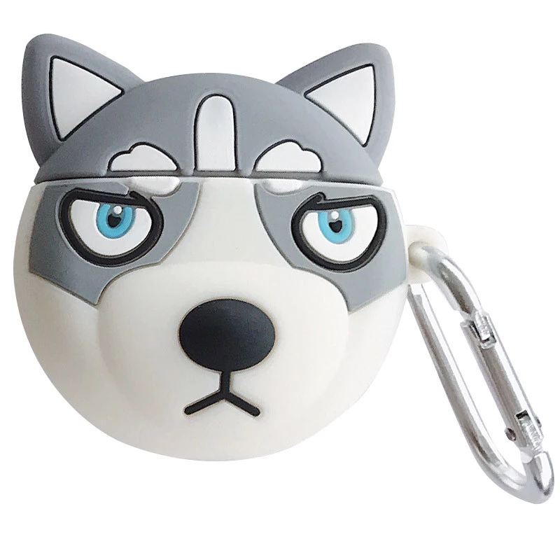 

Силиконовый футляр Husky для наушников AirPods 1/2 + карабин (Серый), Сірий