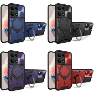 Ударопрочный чехол Bracket Ringstand с защитной шторкой для камеры для Xiaomi Poco X6