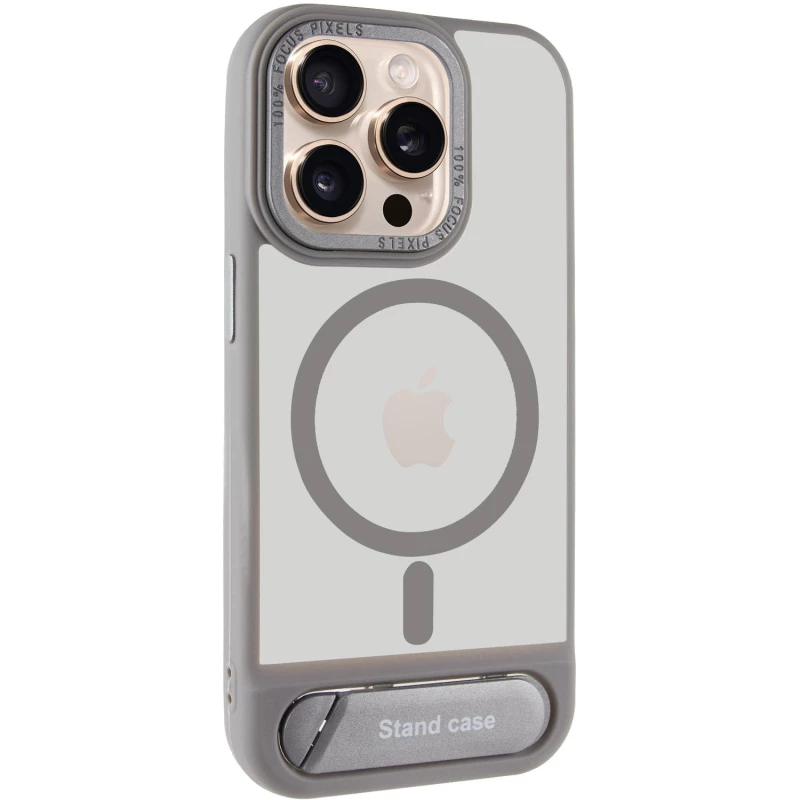TPU+PC чехол Stand case для Apple iPhone 15 Pro (6.1") – Grey. Фото 2 из 6