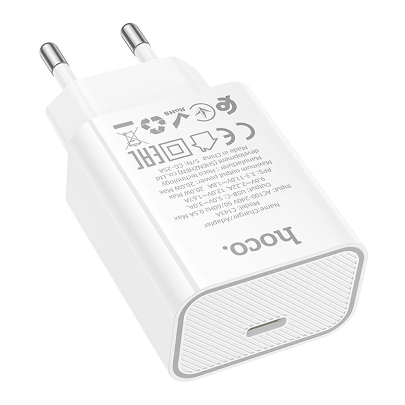 МЗП Hoco C143A Benefit PD20W (1USB-C) – White. Фото 6 з 8