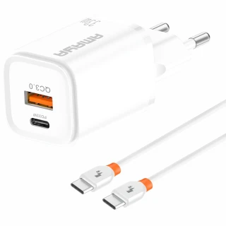 СЗУ Amaya E48D PD33W+QC3.0 (1USB-A/1C) + кабель Type-C to Type-C фото 1 из 1