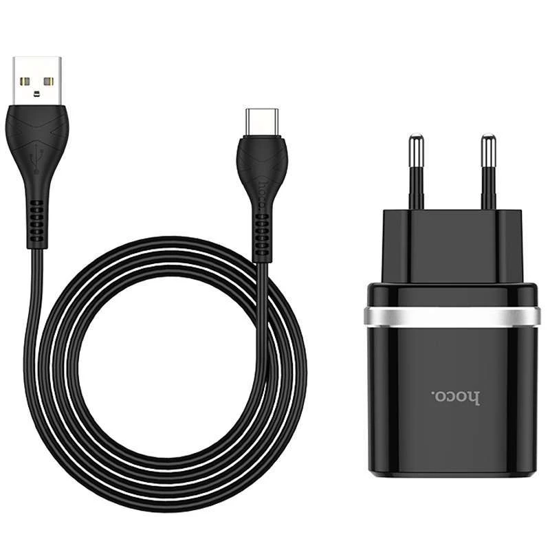 МЗП Hoco C12Q Smart QC3.0 (1USB/3A) + Type-C – Чорний. Фото 2 з 6