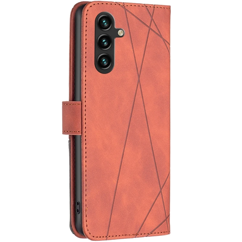 Шкіряний чохол-книжка Geometric Pattern для Samsung Galaxy A16 4G/5G – Brown. Фото 2 з 4